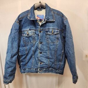LADA Brand Men’s Large Vintage Denim Sherpa Lined Jacket Button-up